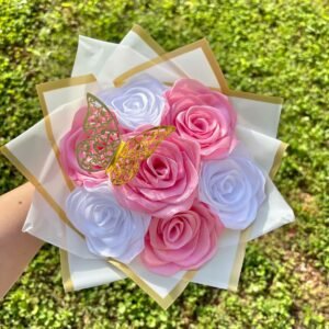 pink and white rose bouquet