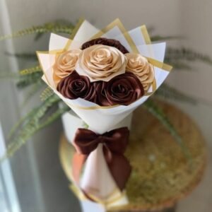 Artificial rose bouquet (ribbon roses) 7 rose
