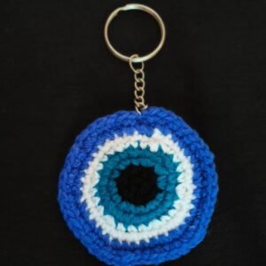 Crochet evil eye keychain
