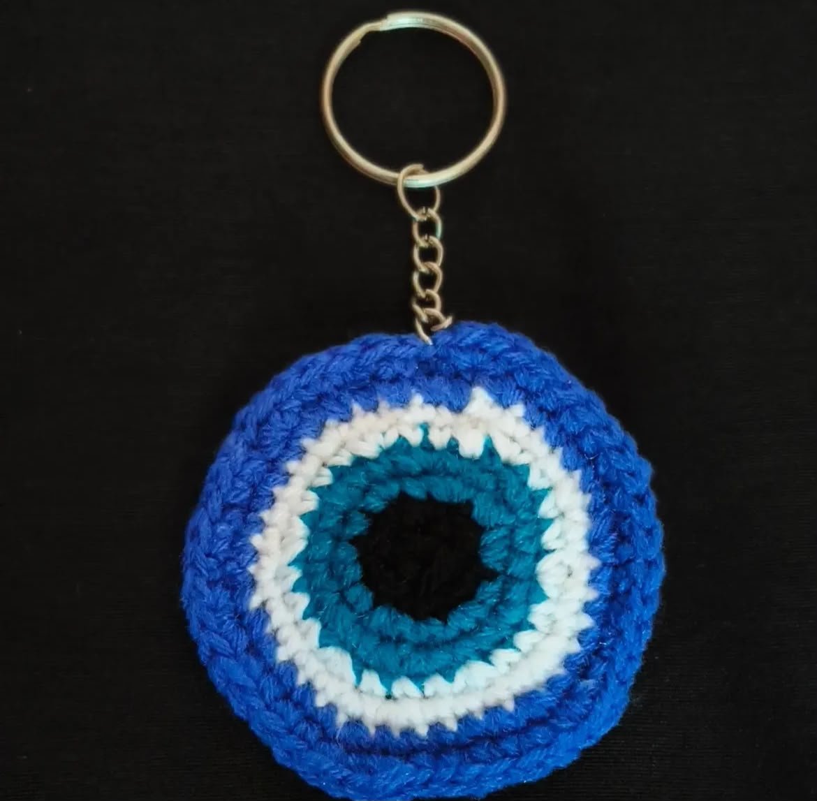 Crochet evil eye keychain