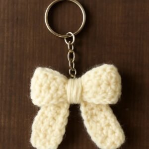Crochet ribbon keychain