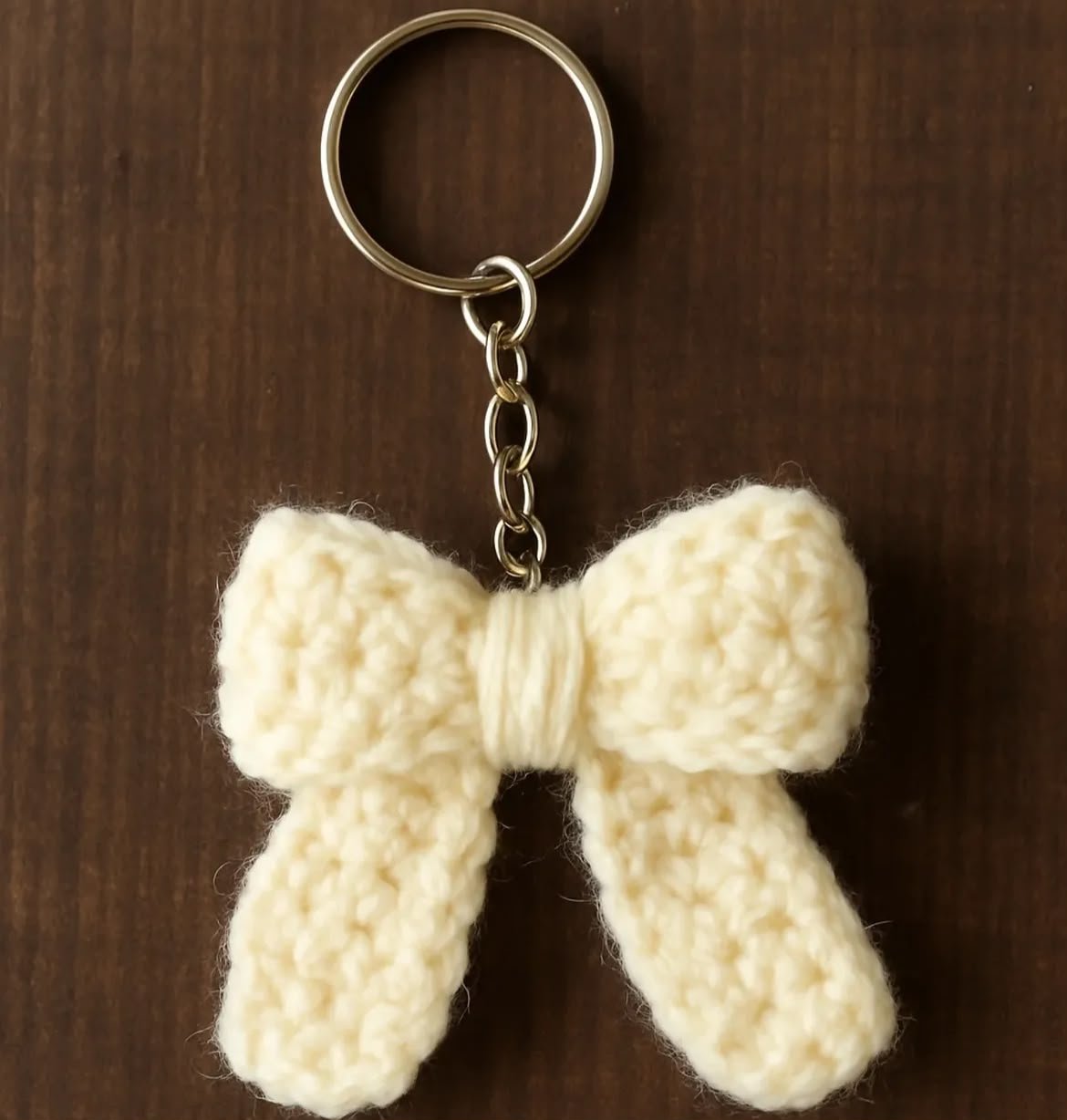 Crochet ribbon keychain